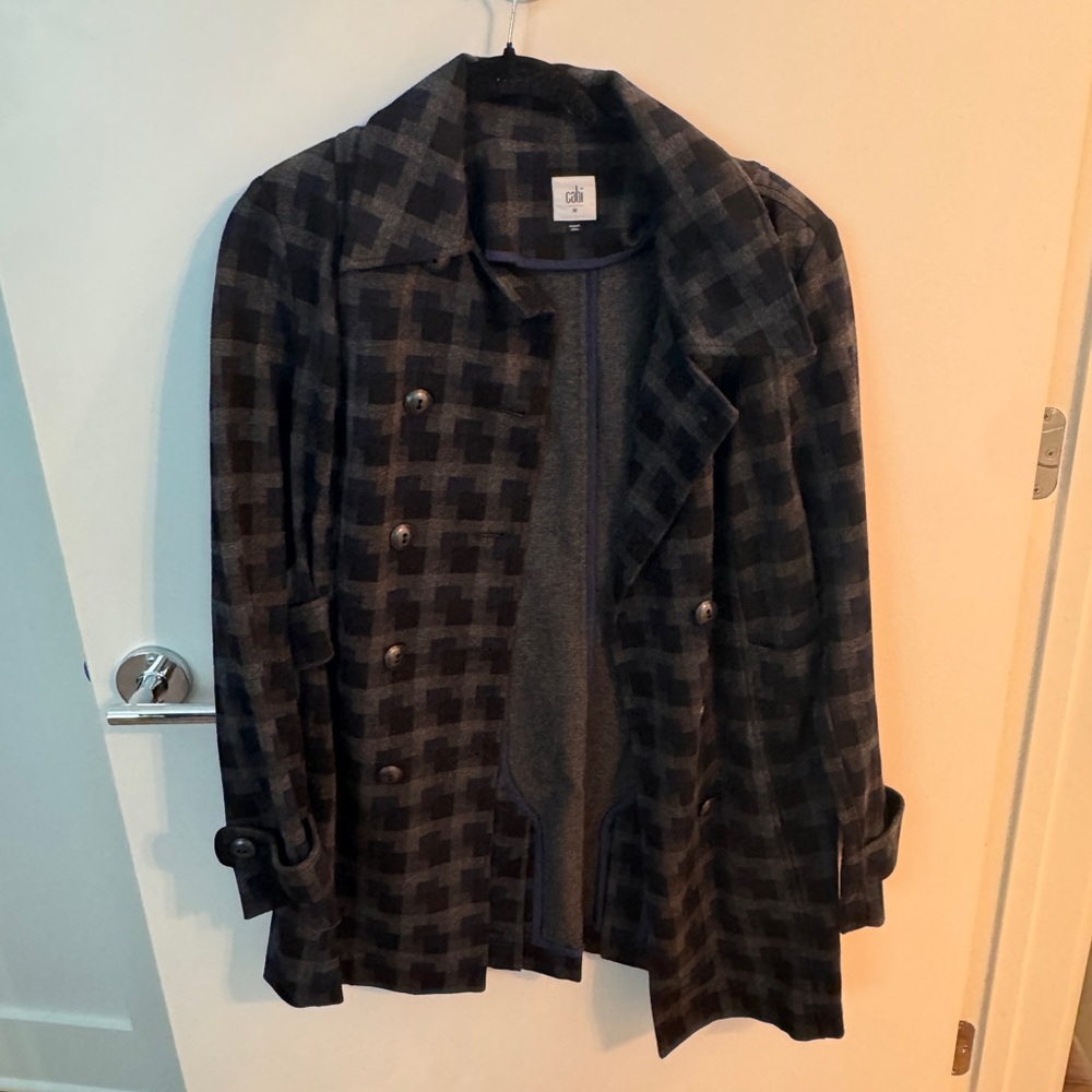 CAbi Black and Gray Plaid Jacket